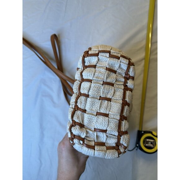 DE VECCHI Made in Italy Tan Woven Fibers & Leather Handle Shoulder Bag - Picture 7 of 10